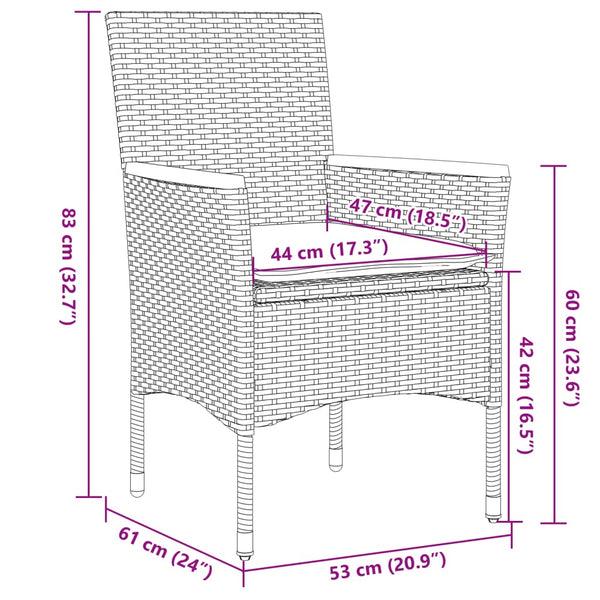 3-tlg. Bistro Set Schwarz Poly Rattan