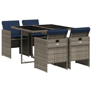 5-teiliges Garten Essgruppe Grau Polyrattan