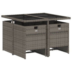 5-teiliges Garten Essgruppe Grau Polyrattan