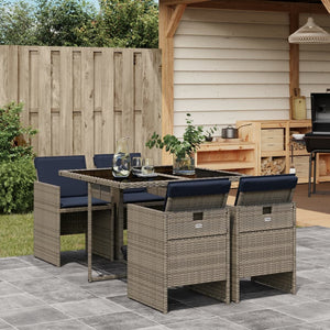 5-teiliges Garten Essgruppe Grau Polyrattan