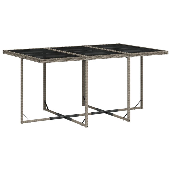 7-teiliges Garten Ess-Set Grau Polyrattan
