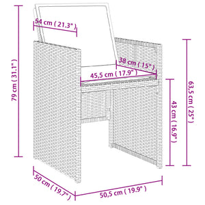 7-teiliges Garten Ess-Set Grau Polyrattan