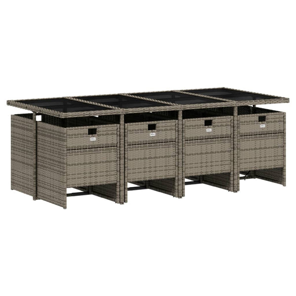 9-teiliges Garten Ess Set Grau Polyrattan