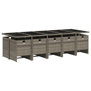 11-teiliges Garten Ess-Set Grau Polyrattan