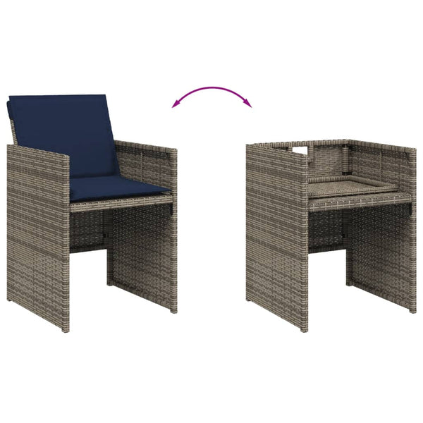 11-teiliges Garten Ess-Set Grau Polyrattan