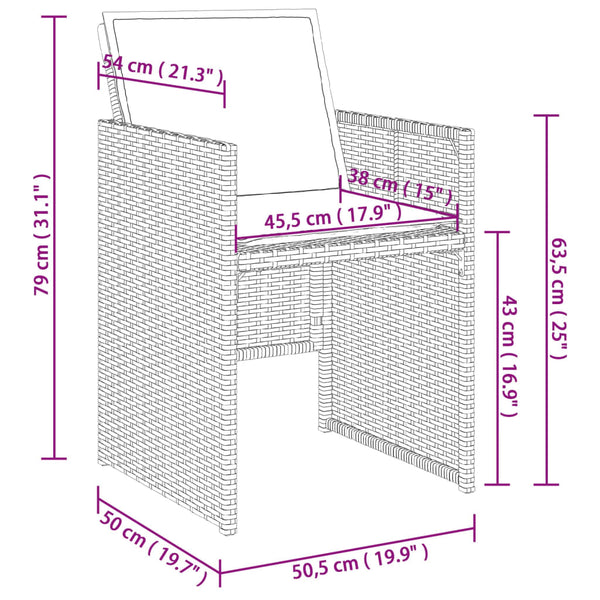 13-teiliges Garten Essset Grau Polyrattan