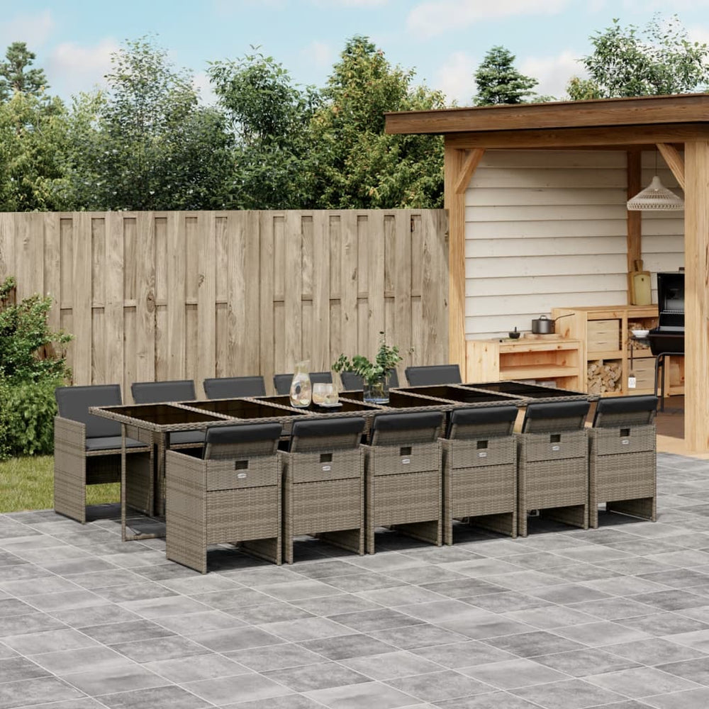 13-teiliges Garten Essset Grau Polyrattan