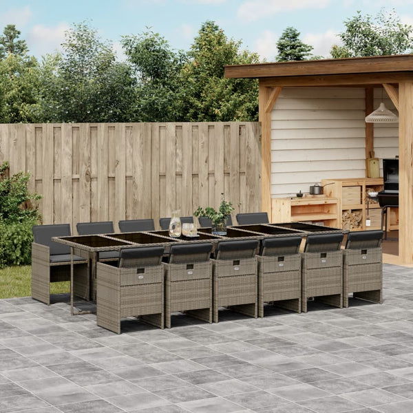 13-teiliges Garten Essset Grau Polyrattan