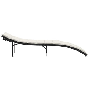 Sonnenliegen 2er Set mit Auflagen, Poly Rattan Schwarz