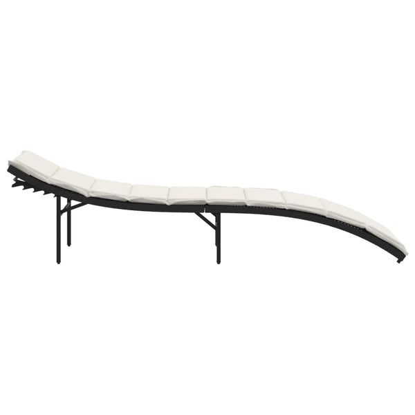 Sonnenliegen 2er Set mit Auflagen, Poly Rattan Schwarz
