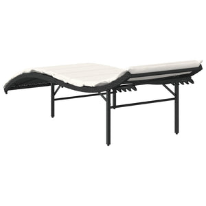 Sonnenliegen 2er Set mit Auflagen, Poly Rattan Schwarz