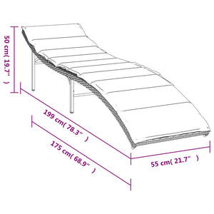 Sonnenliegen 2er Set mit Auflagen, Poly Rattan Schwarz