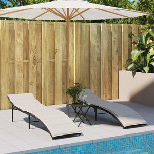 Sonnenliegen 2er Set mit Auflagen, Poly Rattan Schwarz