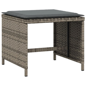 Gartenhocker mit Kissen Grau Poly Rattan 4er Set