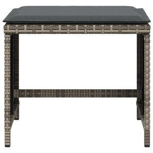 Gartenhocker mit Kissen Grau Poly Rattan 4er Set