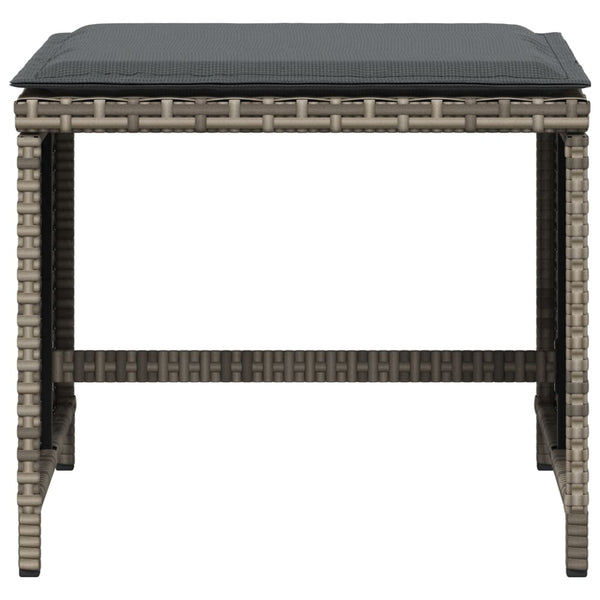 Gartenhocker mit Kissen Grau Poly Rattan 4er Set
