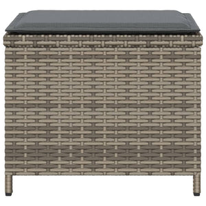 Gartenhocker mit Kissen Grau Poly Rattan 4er Set