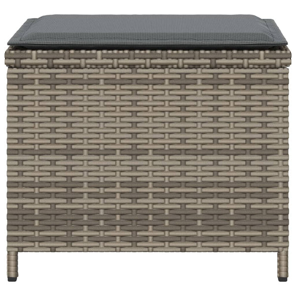 Gartenhocker mit Kissen Grau Poly Rattan 4er Set