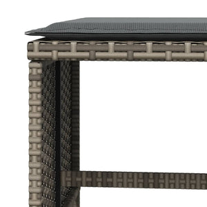 Gartenhocker mit Kissen Grau Poly Rattan 4er Set