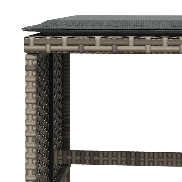 Gartenhocker mit Kissen Grau Poly Rattan 4er Set