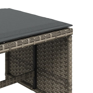 Gartenhocker mit Kissen Grau Poly Rattan 4er Set