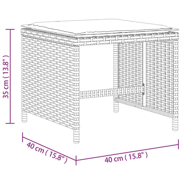 Gartenhocker mit Kissen Grau Poly Rattan 4er Set