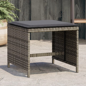 Gartenhocker mit Kissen Grau Poly Rattan 4er Set