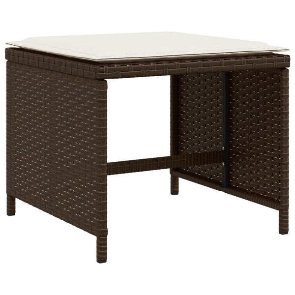 Gartenhocker mit Kissen, 4er-Set Braun