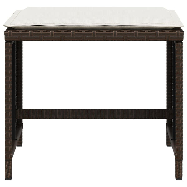 Gartenhocker mit Kissen, 4er-Set Braun