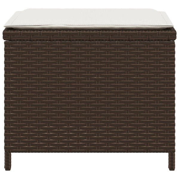 Gartenhocker mit Kissen, 4er-Set Braun
