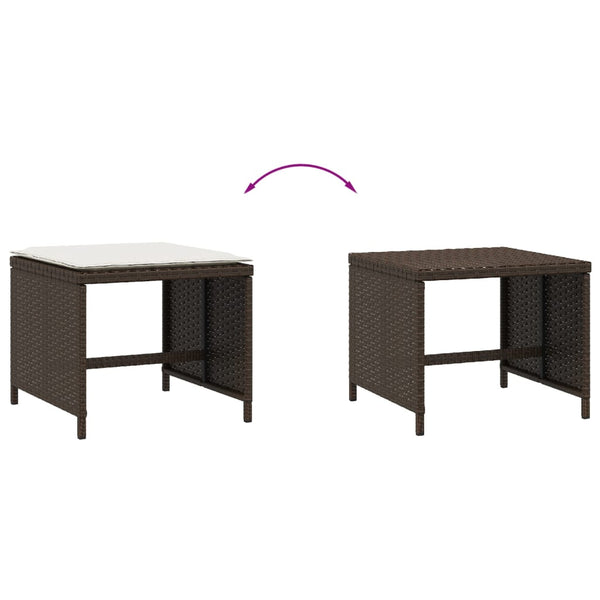 Gartenhocker mit Kissen, 4er-Set Braun