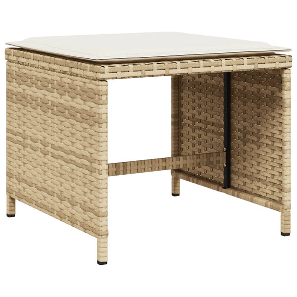 Gartenhocker mit Kissen, 4er-Set Beige