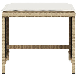 Gartenhocker mit Kissen, 4er-Set Beige