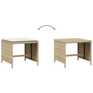 Gartenhocker mit Kissen, 4er-Set Beige