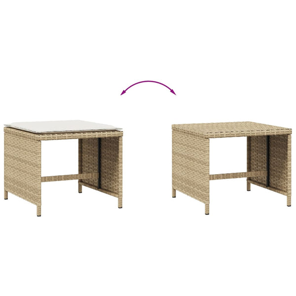 Gartenhocker mit Kissen, 4er-Set Beige