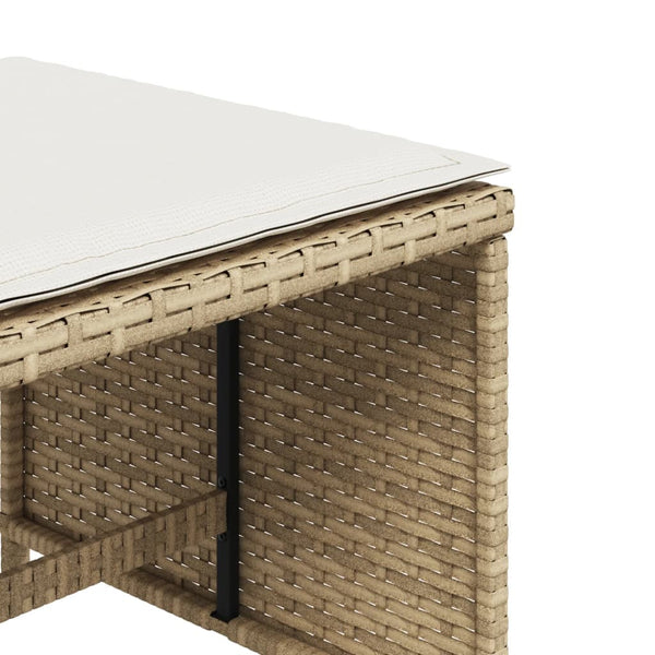 Gartenhocker mit Kissen, 4er-Set Beige