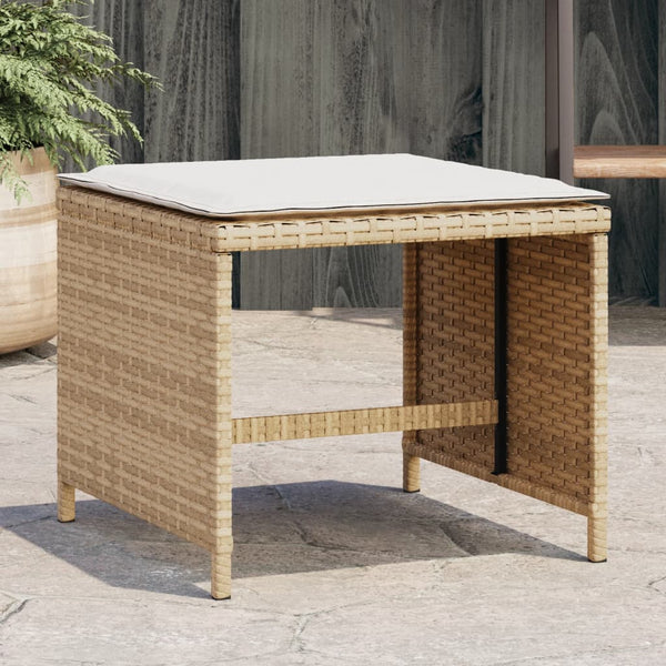 Gartenhocker mit Kissen, 4er-Set Beige