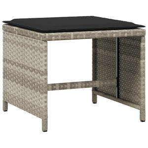 Gartenhocker mit Kissen, 4er Set Hellgrau
