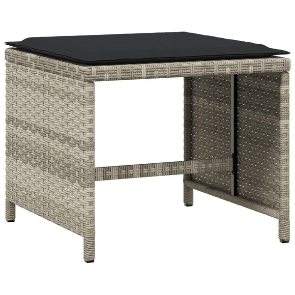 Gartenhocker mit Kissen, 4er Set Hellgrau