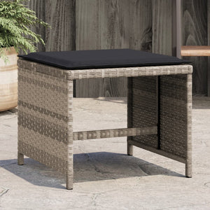 Gartenhocker mit Kissen, 4er Set Hellgrau