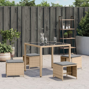 Gartenhocker mit Kissen, 4er Set