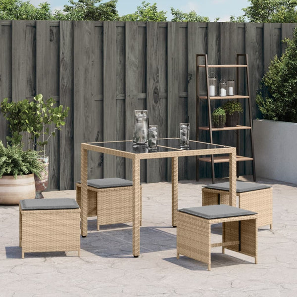 Gartenhocker mit Kissen, 4er Set