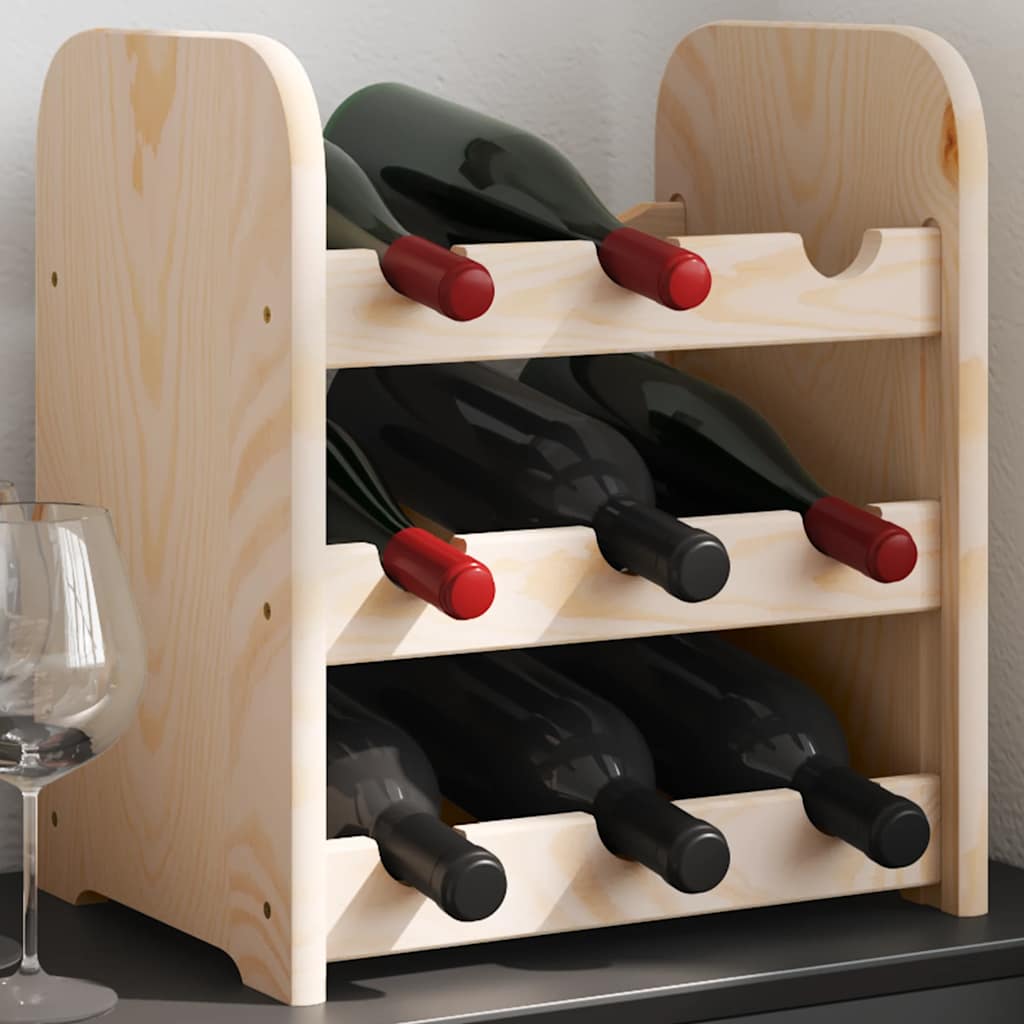 Weinregal aus Kiefernholz für 9 Flaschen