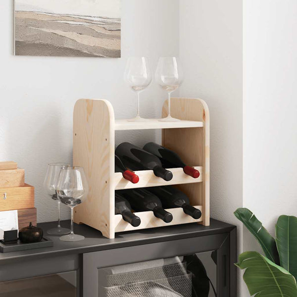 Weinregal aus Kiefernholz mit Ablage