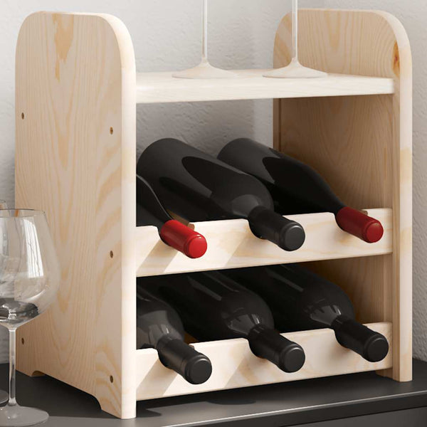 Weinregal aus Kiefernholz mit Ablage