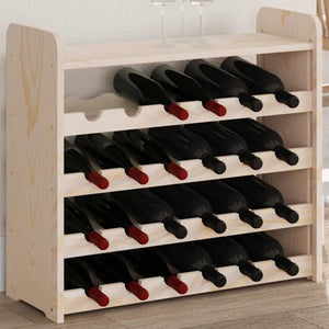 Weinregal aus Kiefernholz mit Ablage