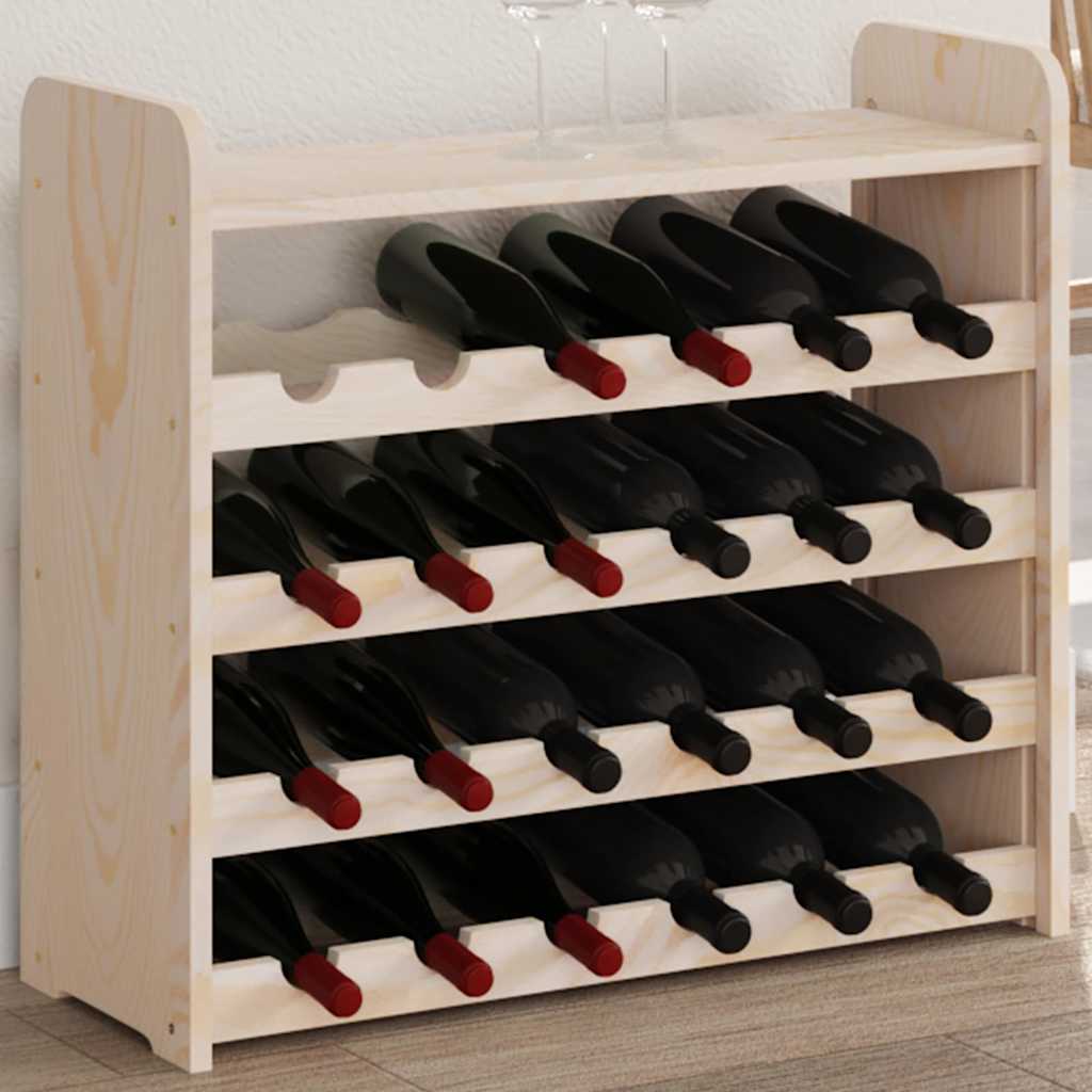 Weinregal aus Kiefernholz mit Ablage