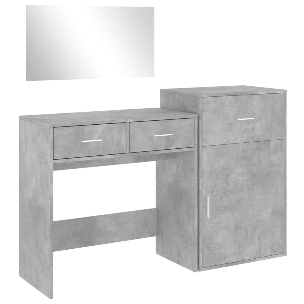 vidaXL Ensemble coiffeuse 3 pcs Gris béton Bois d'ingénierie