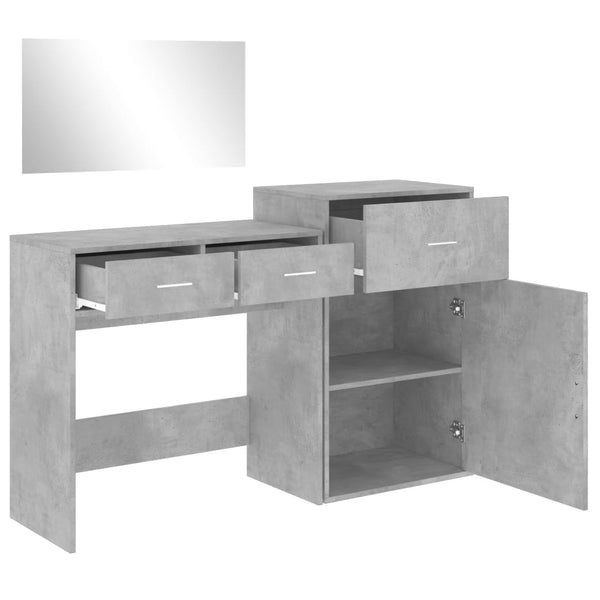 3-tlg. Betongraues Schminktisch-Set