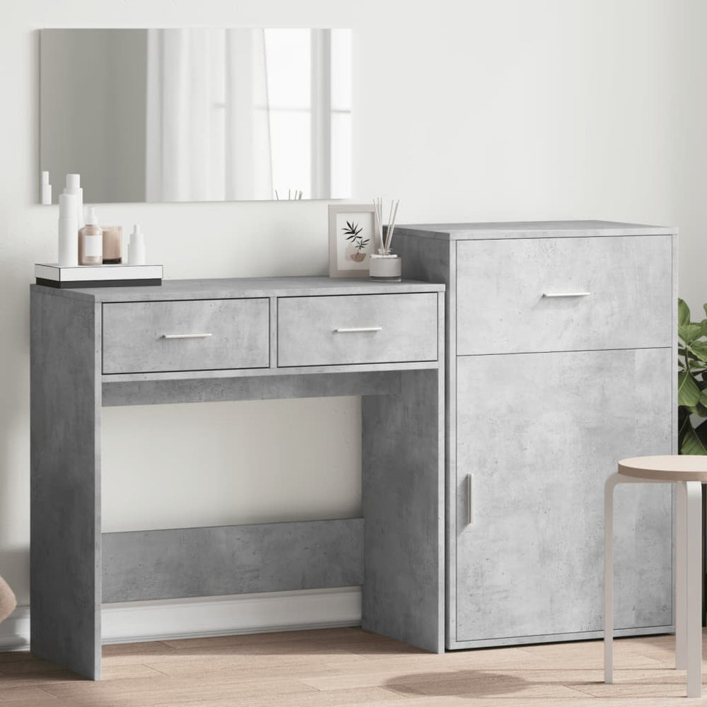 vidaXL Ensemble coiffeuse 3 pcs Gris béton Bois d'ingénierie